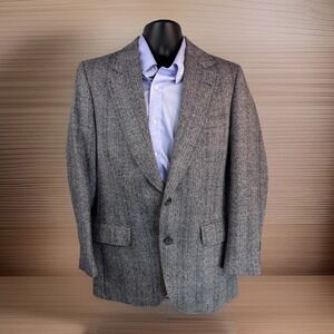 Vintage 1960s Blazer Sport Coat Donegal Tweed Wool Jacket 40R Ivy Salt & Pepper